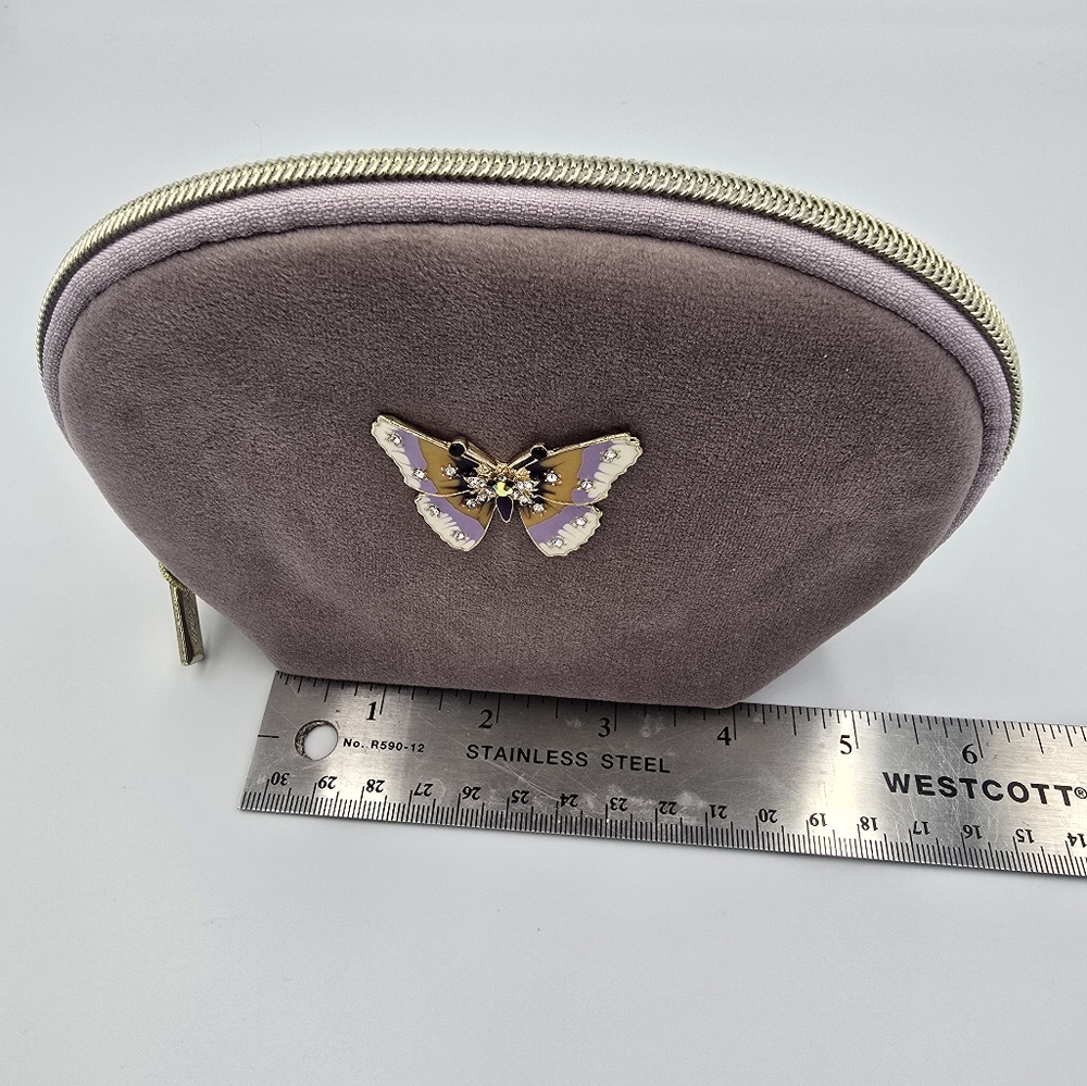 Butterfly Brooch Velvet Zipper Bag/Change Purse/Makeup Bag